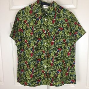Collection Herve Bernard Silk Tropical Bird Shirt